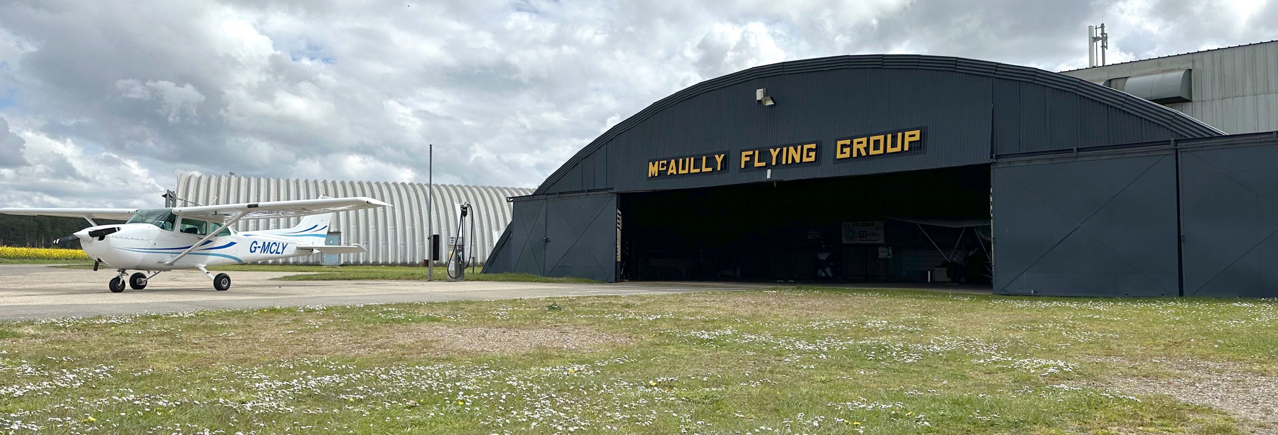 G-MCLY and McAully Hangar